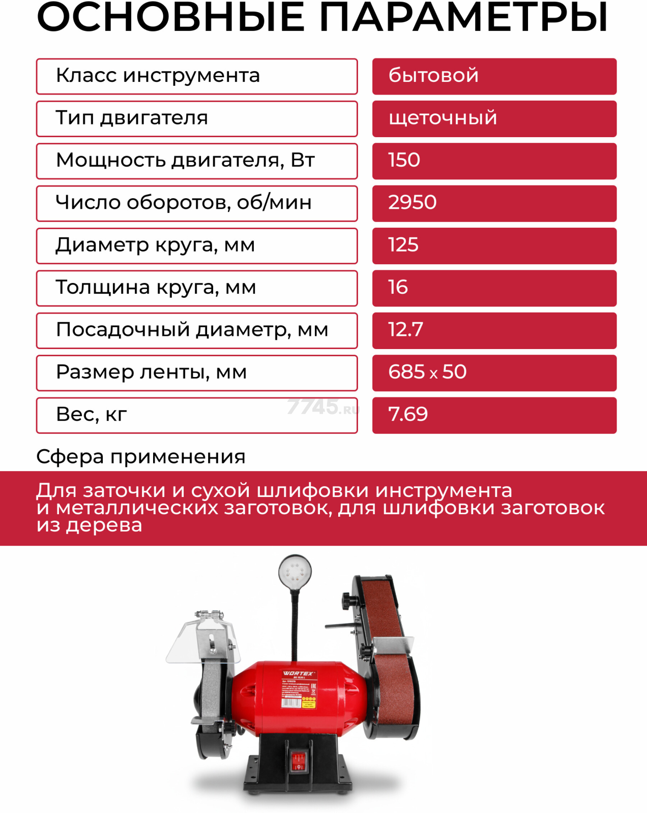 Станок точильно-шлифовальный WORTEX BG 1535 L (1319379) - Фото 2