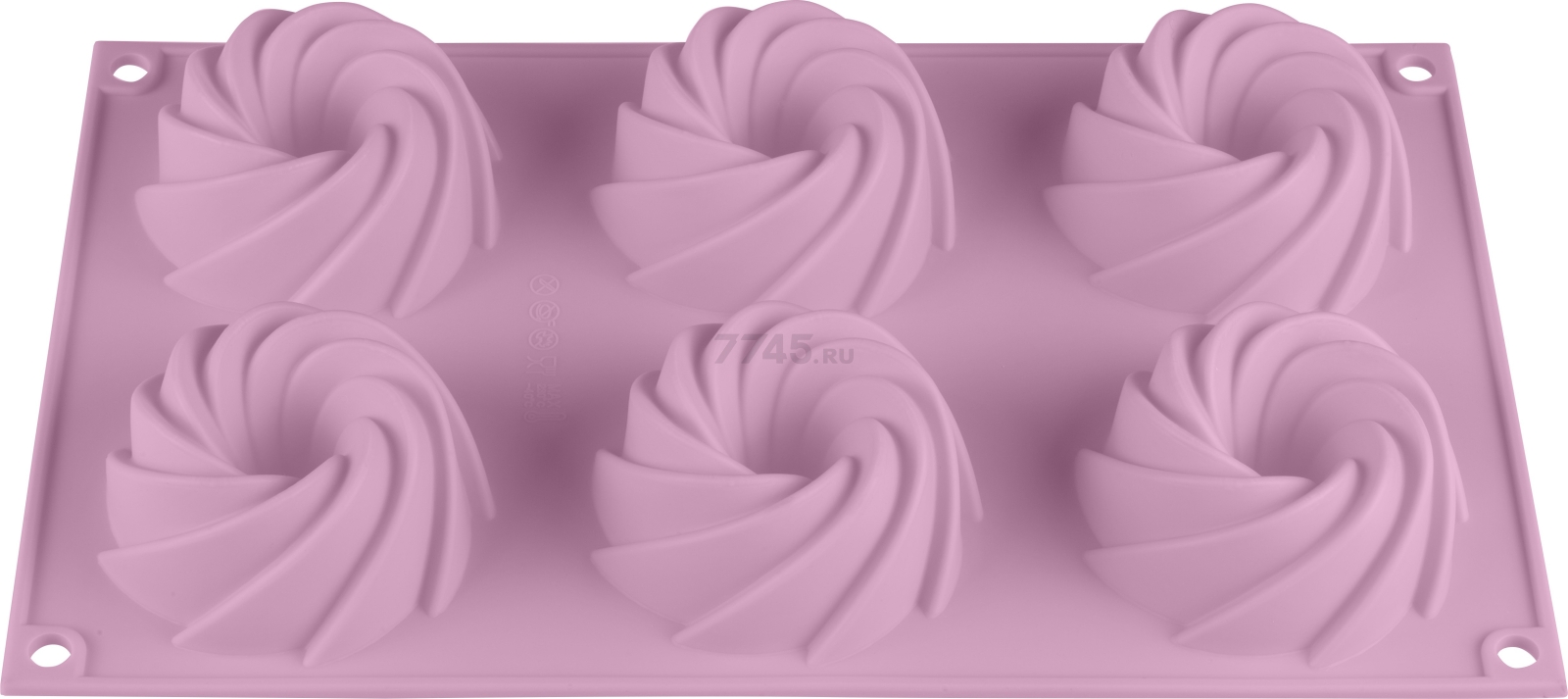 Форма для выпечки силиконовая прямоугольная на 6 кексов 29,2х17,3х3,5 см PERFECTO LINEA лиловая (20-105221)