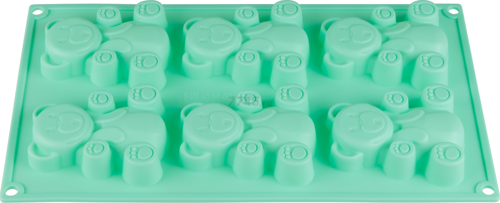 Форма для выпечки силиконовая прямоугольная на 6 кексов 30,5х18х2 см PERFECTO LINEA бирюзовая (20-104822)