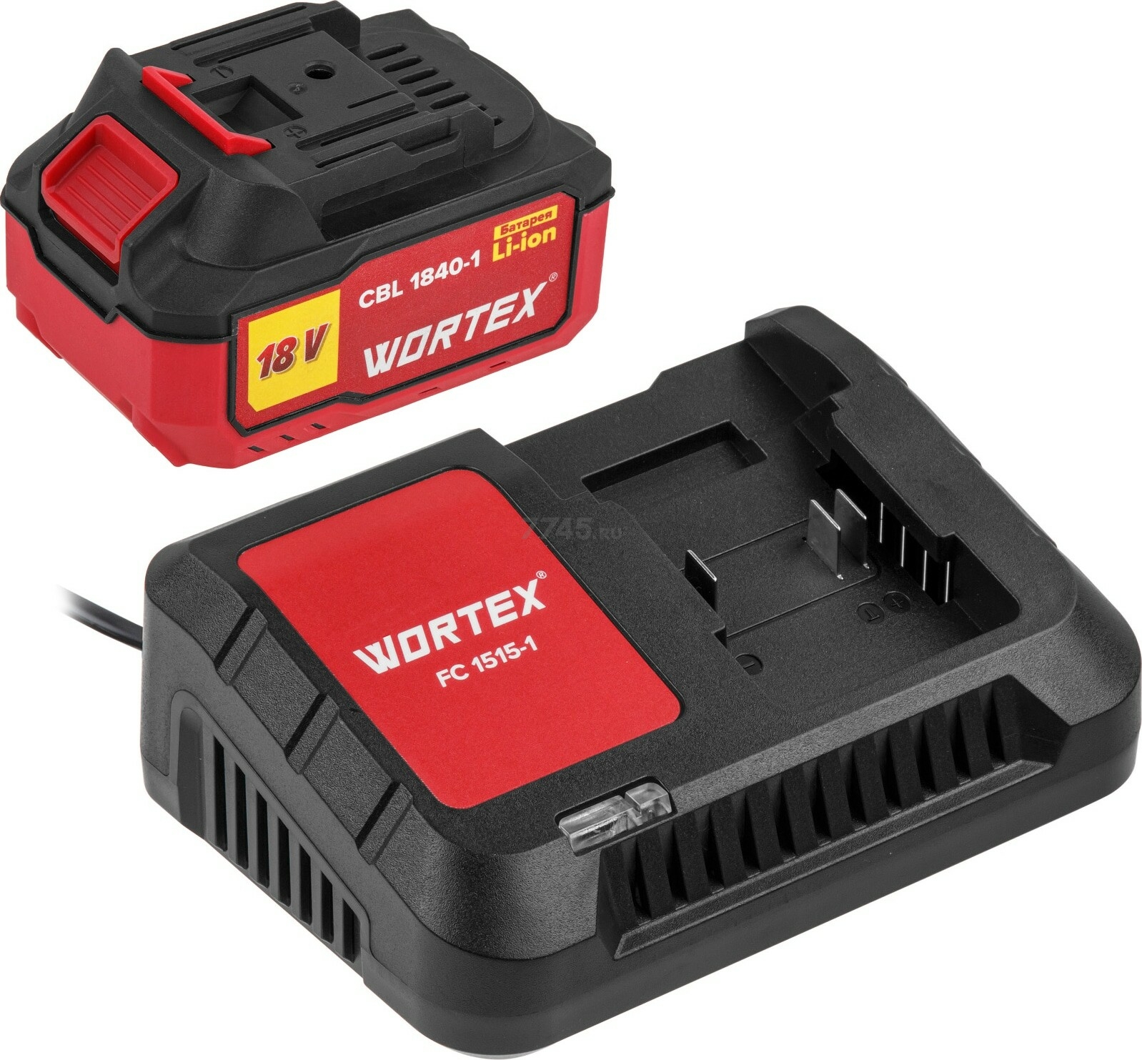 Комплект аккумулятор 18В 4Ач и зарядное устройство WORTEX ALL1 (1329412)