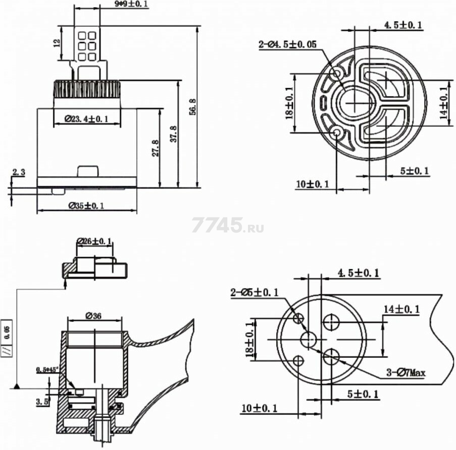 Картридж для смесителя D35 AV ENGINEERING тип B-S (AVSSS-088S) - Фото 3