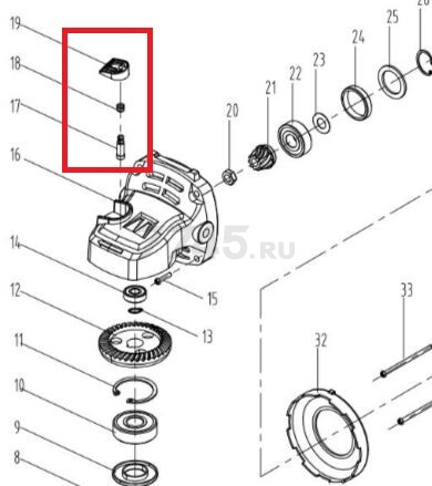 Кнопка стопора в сборе для болгарки BULL WS1207 (JD100-8C-17-19)