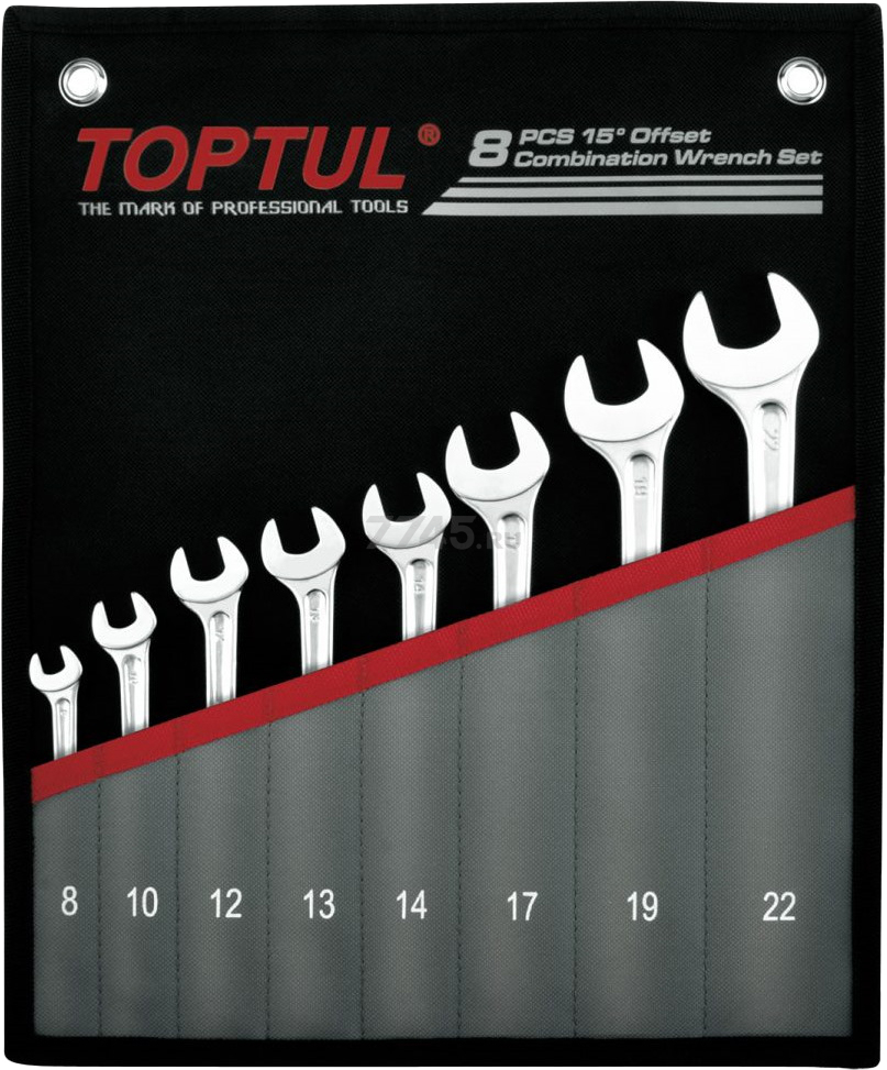 Набор ключей комбинированных 8-22 мм 8 предметов TOPTUL (GPCX0801)