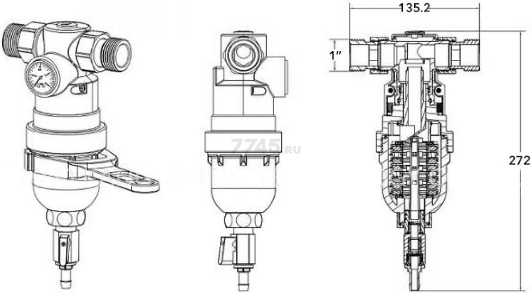 Фильтр магистральный самопромывной AV Engineering 1" 100 мкм  (AVE115705KG) - Фото 2