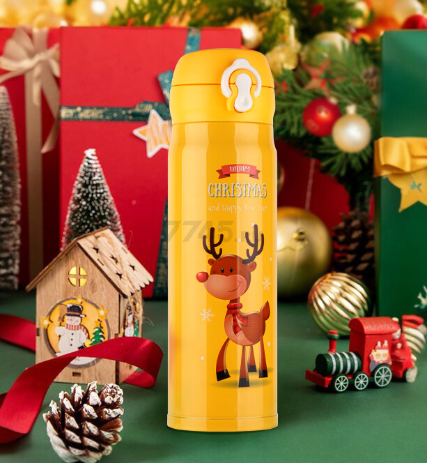 Термос PERFECTO LINEA Merry Christmas 0,48 л желтый (27-225483) - Фото 5