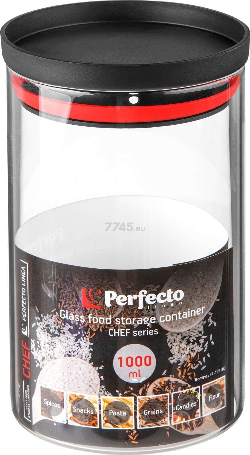 Банка стеклянная для сыпучих продуктов PERFECTO LINEA Chef 1000 мл (34-109100)