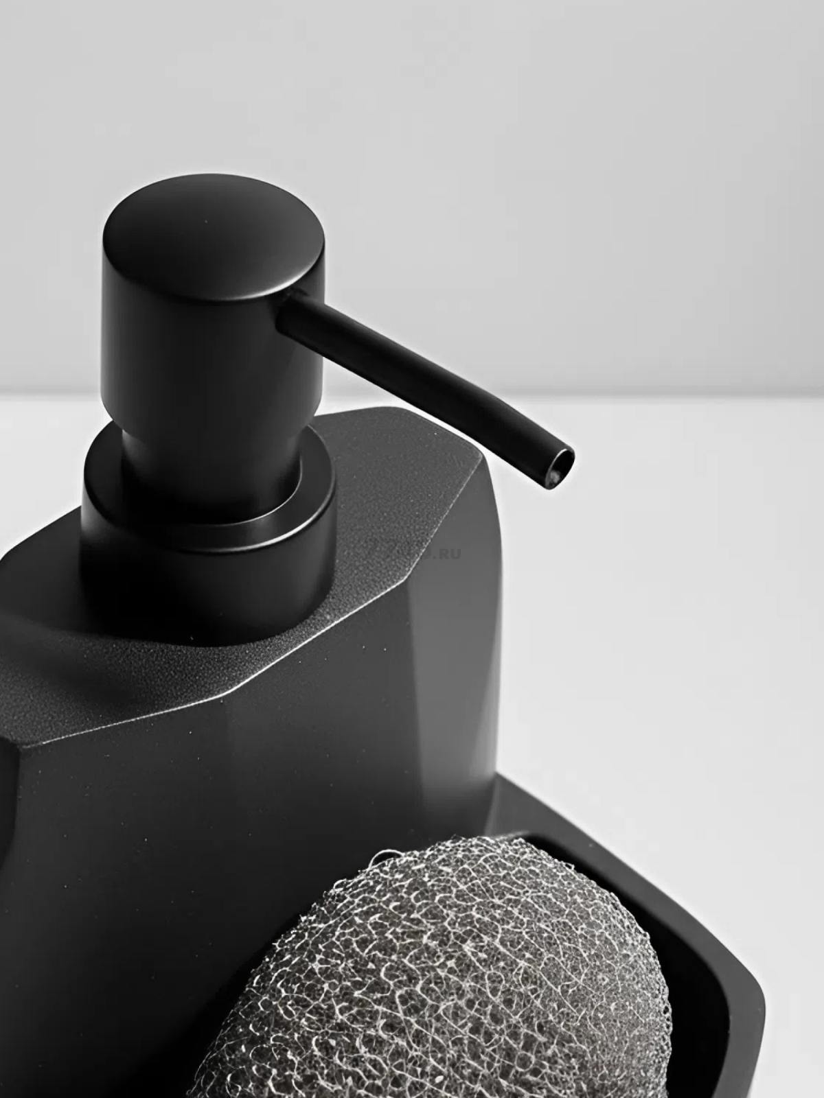 Дозатор для жидкого мыла с подставкой для губки PERFECTO LINEA Symphony черный (35-103002) - Фото 2