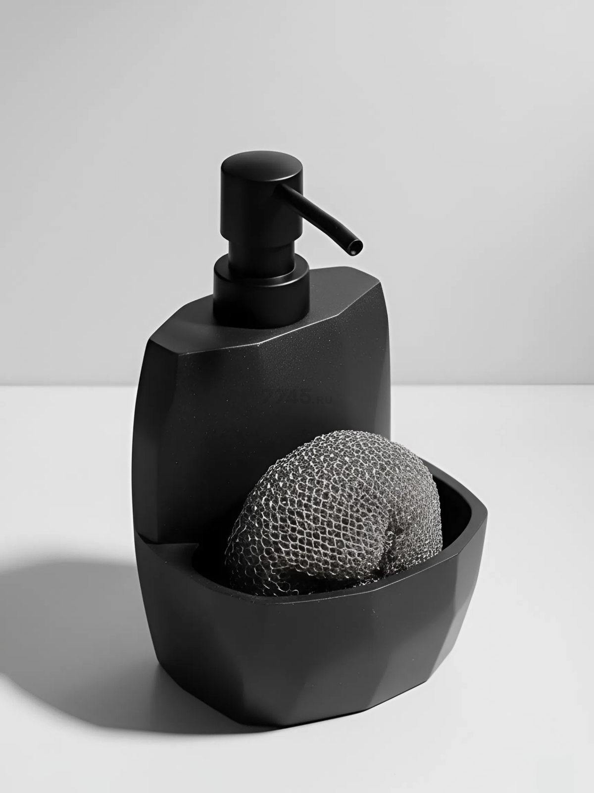 Дозатор для жидкого мыла с подставкой для губки PERFECTO LINEA Symphony черный (35-103002) - Фото 4