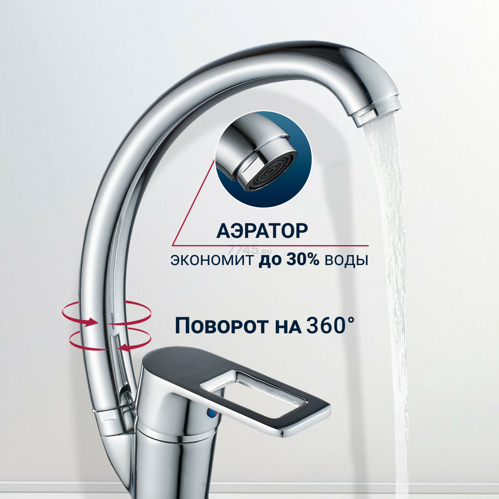 Смеситель для кухни ECONOCE серия 300 (EC0303) - Фото 2