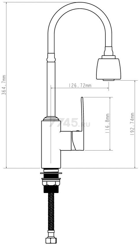 Смеситель для кухни ECONOCE серия 270 белый (EC0275WT) - Фото 7