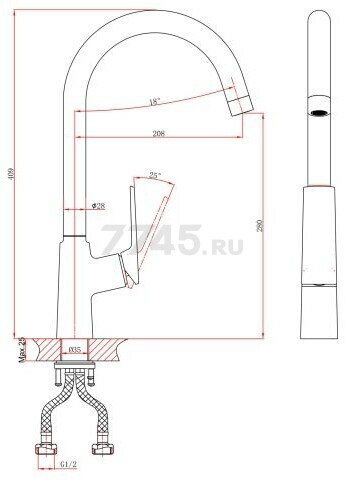 Смеситель для кухни A-FIVE Lily бронза (А5-1524) - Фото 2