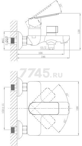 Смеситель для ванны A-FIVE Camellia хром (А5-0432) - Фото 3