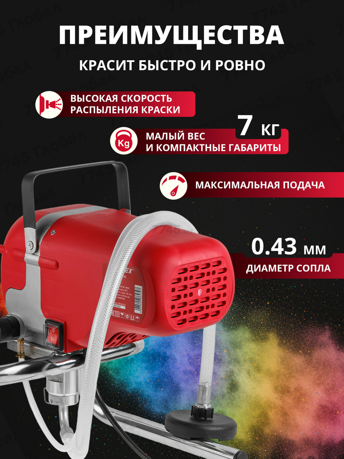 Аппарат окрасочный безвоздушный WORTEX LS 2215 (1304439) - Фото 2
