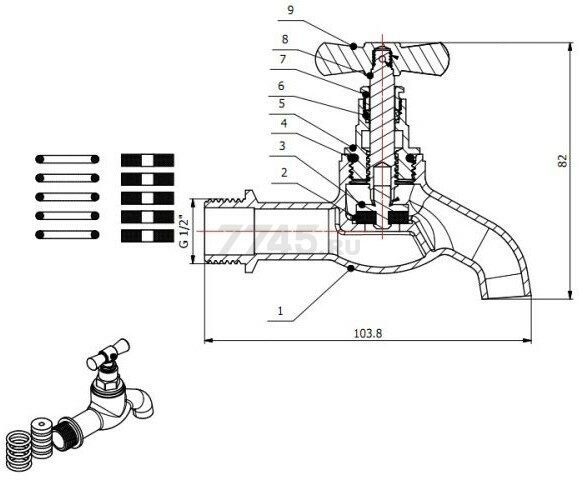 Кран водоразборный 1/2" наружная резьба AV ENGINEERING(AVE168000) - Фото 3