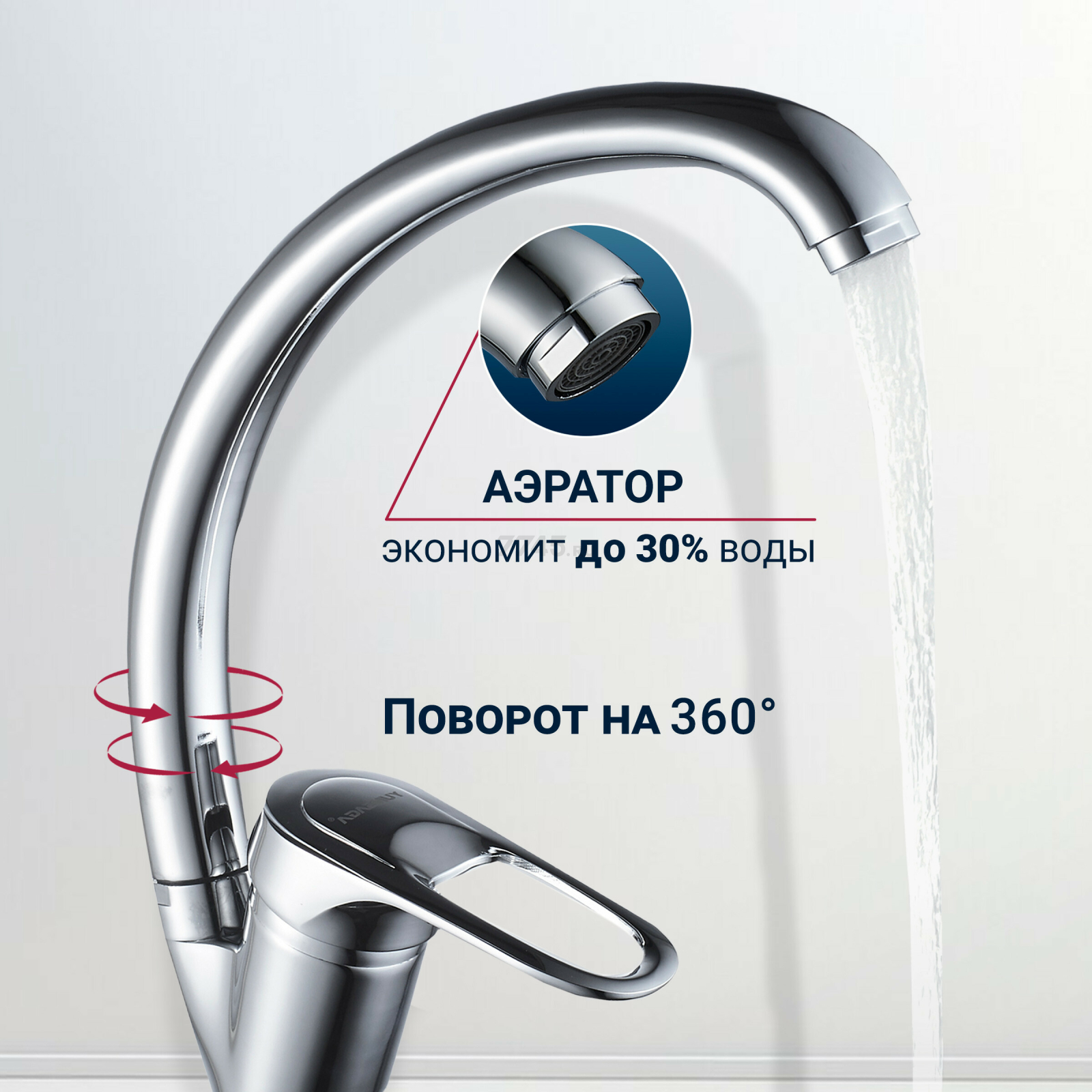 Смеситель для кухни ECONOCE серия 240 (EC0244) - Фото 2