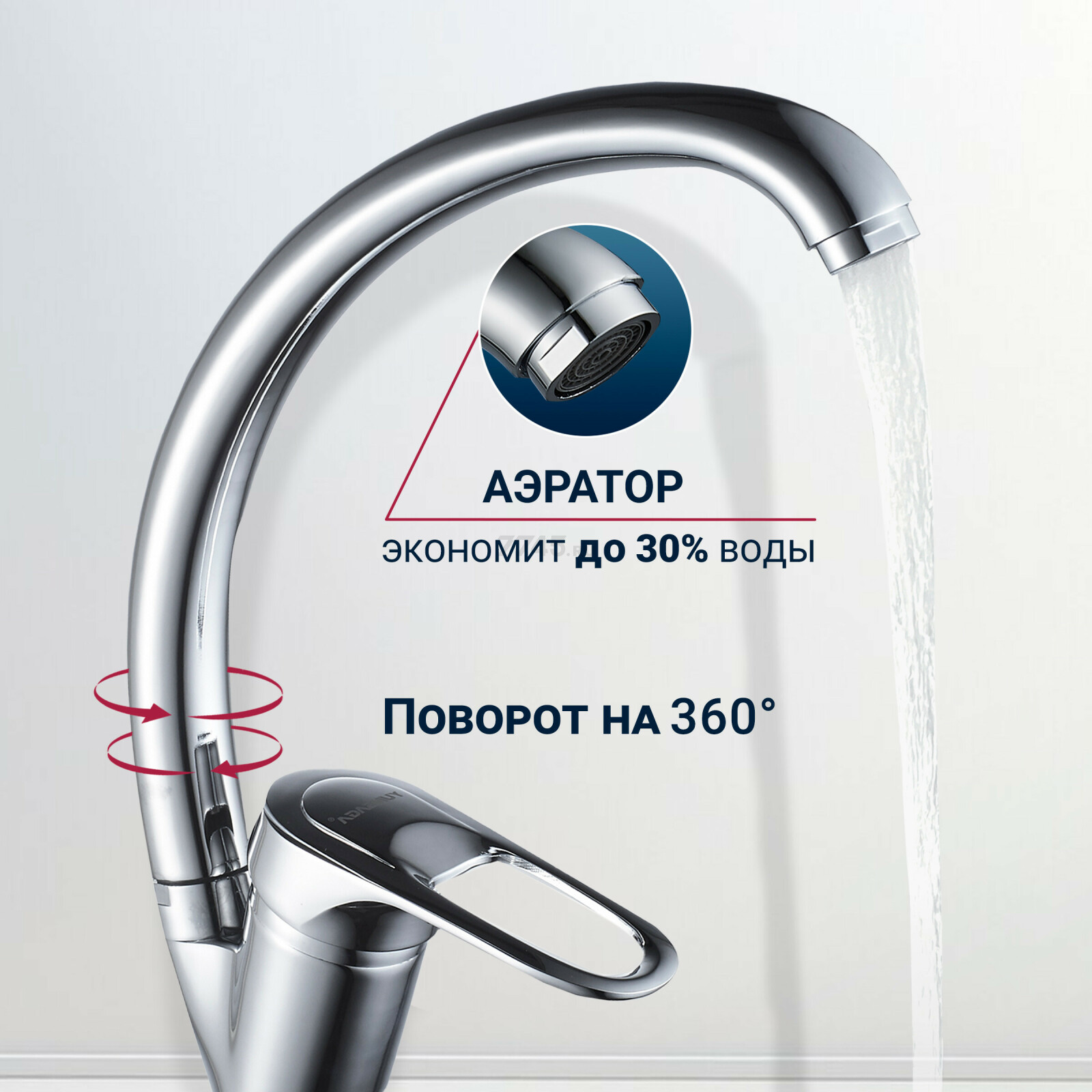 Смеситель для кухни ECONOCE серия 240 (EC0244) - Фото 2
