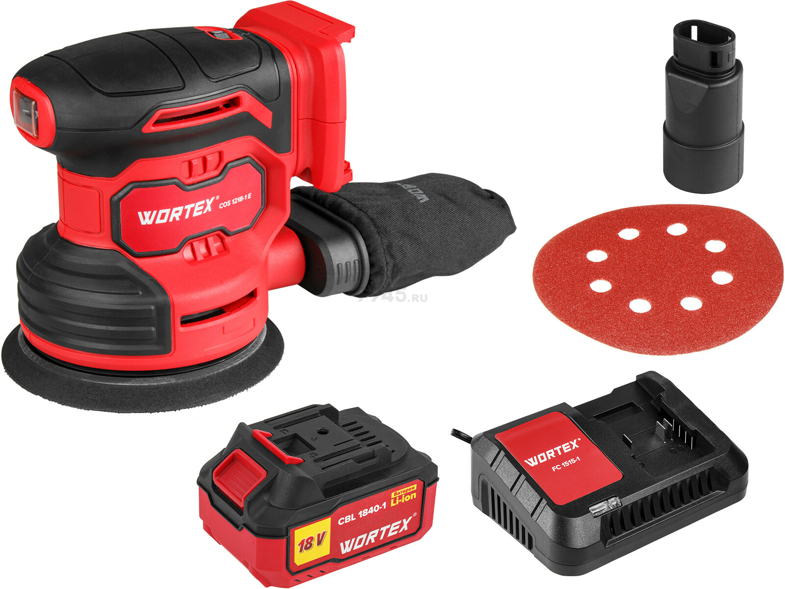 Шлифмашина эксцентриковая (орбитальная) аккумуляторная WORTEX COS 1218-1 E XLT SET (1333436) - Фото 6