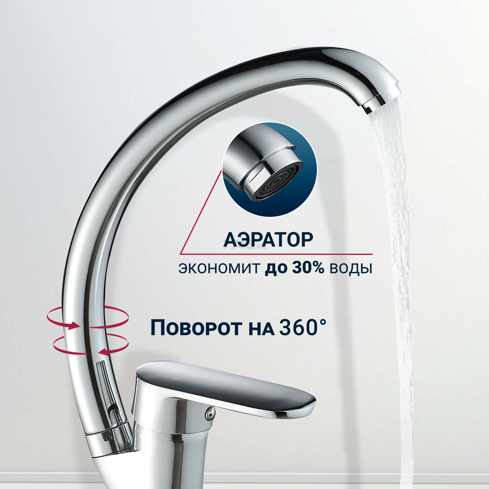 Смеситель для кухни ECONOCE серия 250 (EC0254) - Фото 2