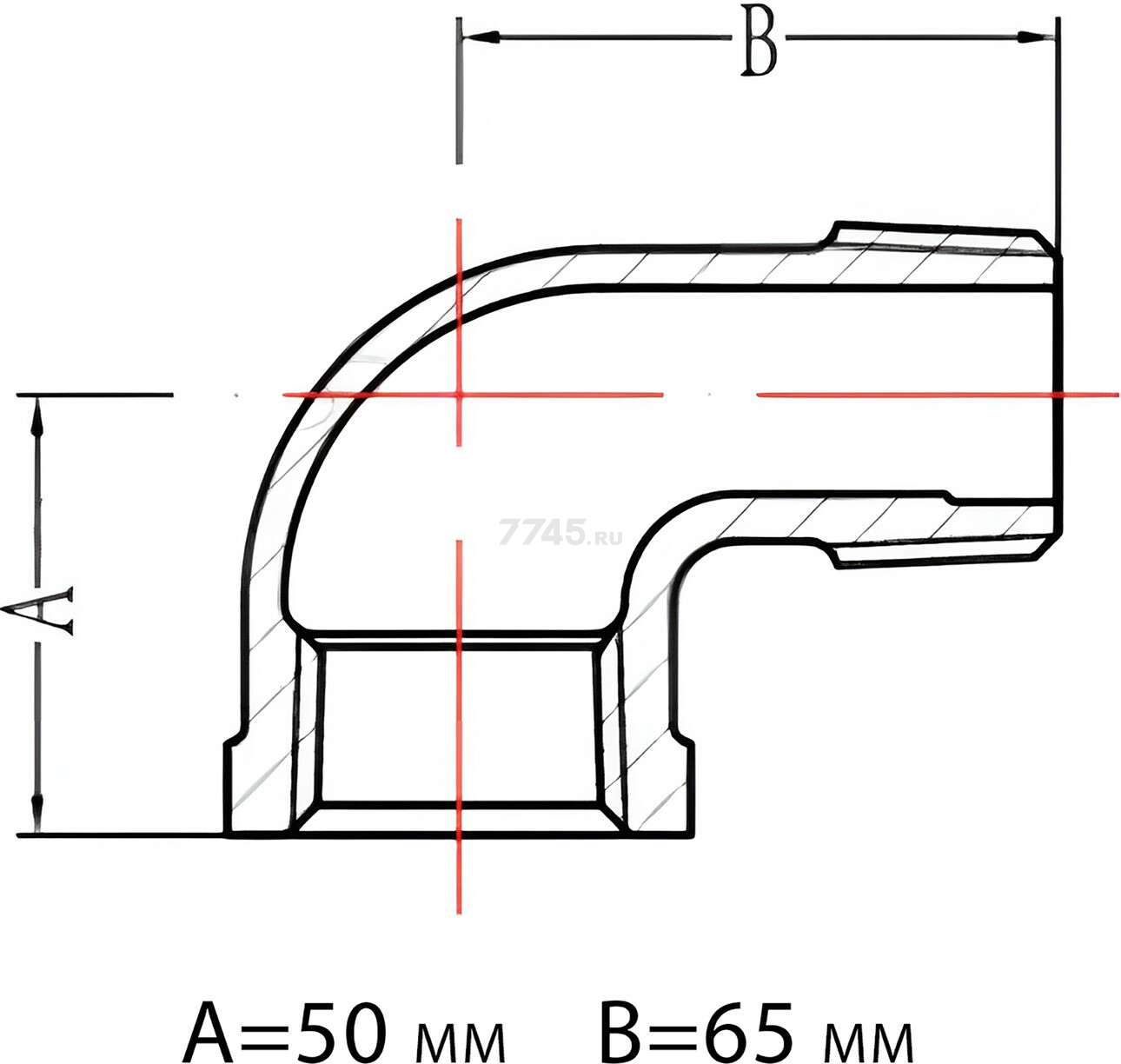 Угольник чугунный с внутренней-наружной резьбой 1 1/2" оцинкованный AV ENGINEERING (AVEС410000112) - Фото 2