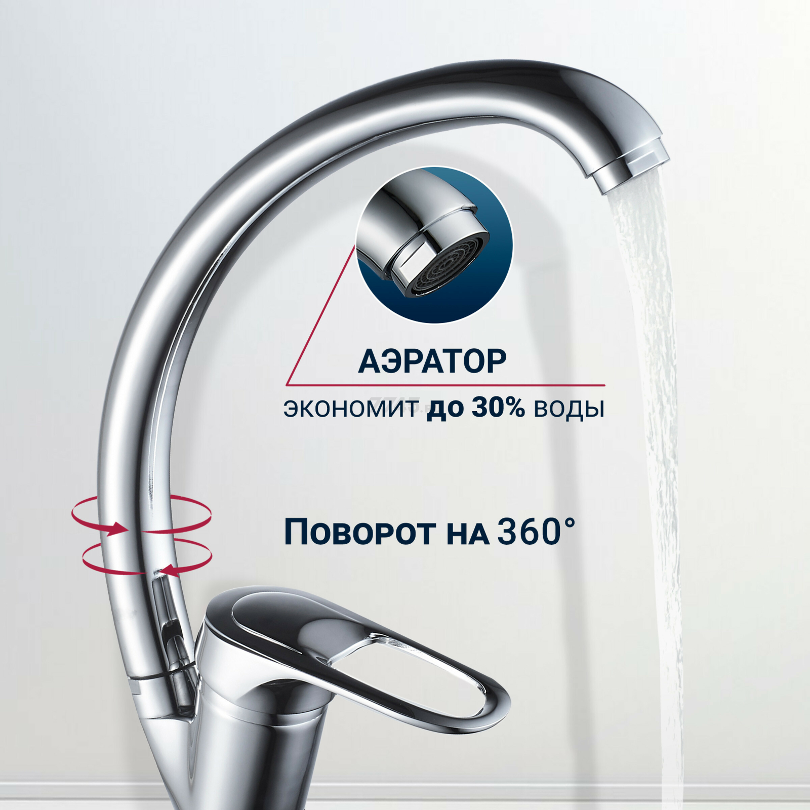 Смеситель для кухни ECONOCE серия 240 (EC0245) - Фото 2