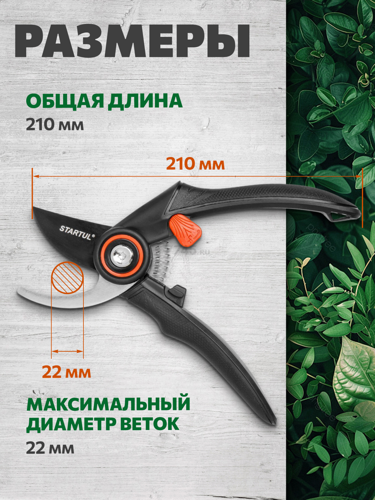 Секатор плоскостной STARTUL GARDEN (ST6410-02) - Фото 5
