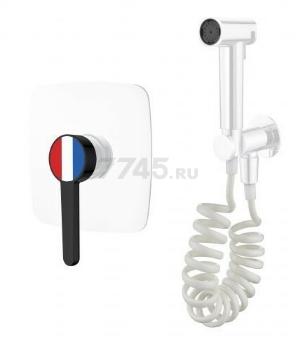 Смеситель скрытого монтажа для псевдобиде A-FIVE Rose белый + черный (А5-0950)