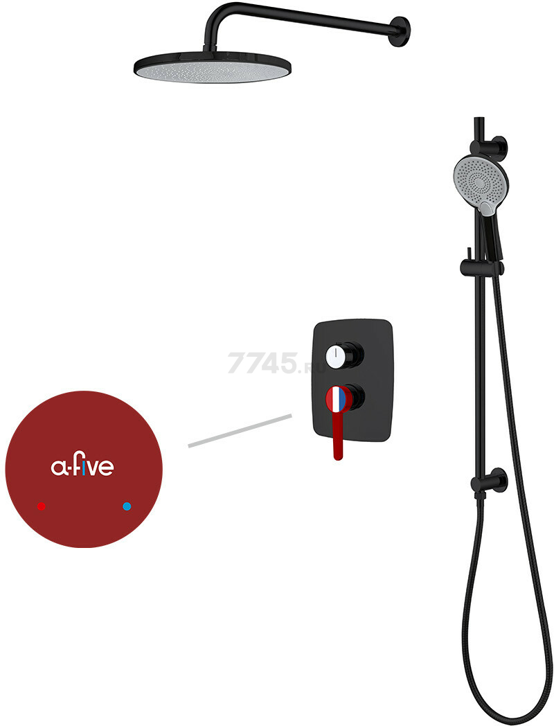 Душевая стойка A-FIVE серия Rose черный + красный (А5-1056) - Фото 2