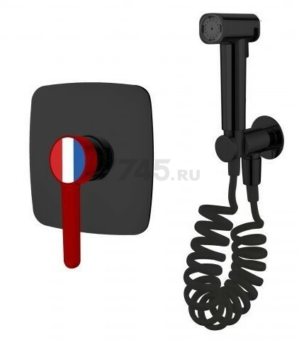 Смеситель скрытого монтажа для псевдобиде A-FIVE Rose черный + красный (А5-1050)