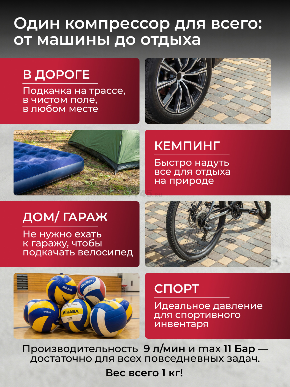 Компрессор автомобильный аккумуляторный WORTEX CTI 1811 ALL1 (1325446) - Фото 2