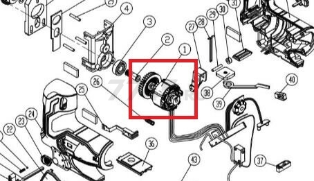 Двигатель в сборе для пилы лобзиковой WORTEX CJS1330 (CJS1330-01+02)