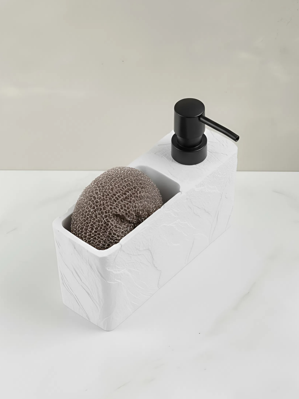 Дозатор для жидкого мыла с подставкой для губки PERFECTO LINEA Pearl белый (35-191002) - Фото 4