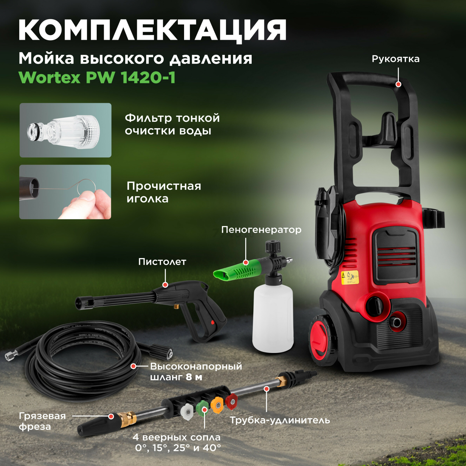 Мойка высокого давления WORTEX PW 1420-1 (1334464) - Фото 4