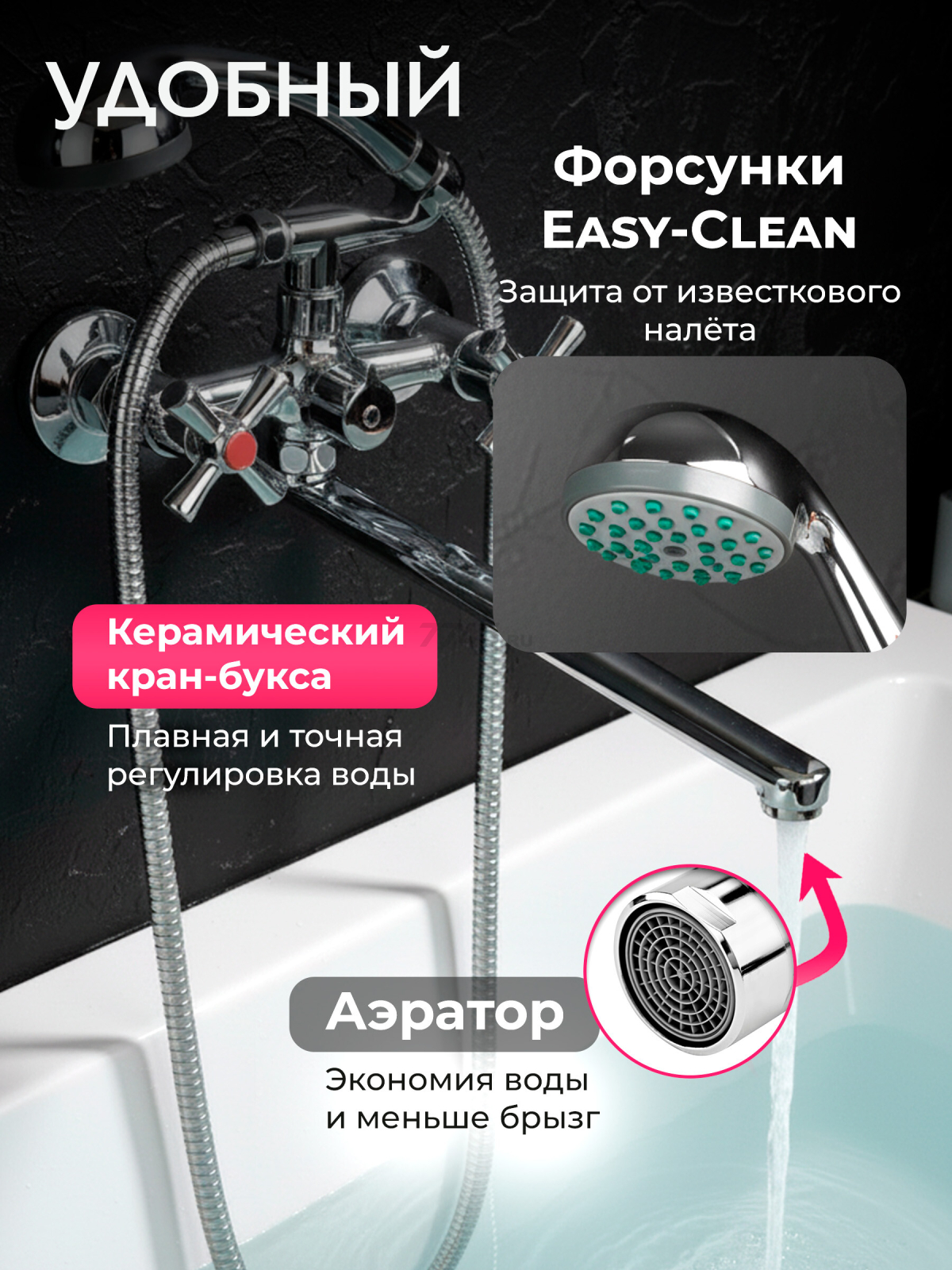 Смеситель для ванны ECONOCE серия 420 (EC0424) - Фото 3