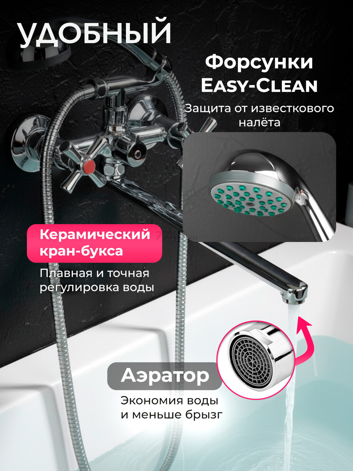 Смеситель для ванны ECONOCE серия 420 (EC0424) - Фото 3