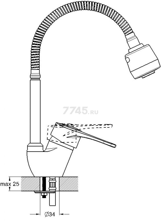 Смеситель для кухни ECONOCE серия 370 (EC0370) - Фото 7