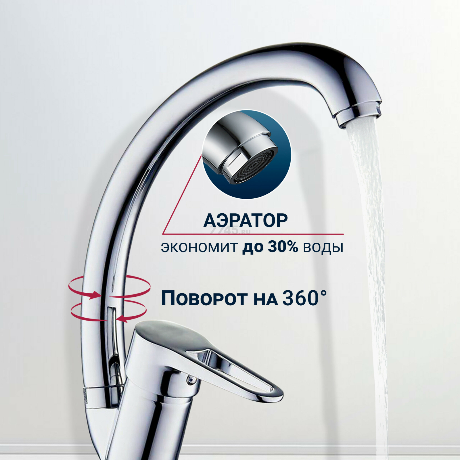 Смеситель для кухни ECONOCE серия 400 (EC0403) - Фото 2