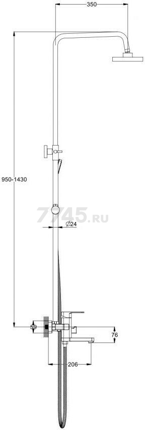 Душевая стойка ECONOCE серия 380 (EC0380) - Фото 2