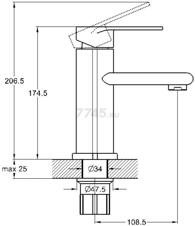 Смеситель для умывальника ECONOCE серия 390 (EC0390) - Фото 2