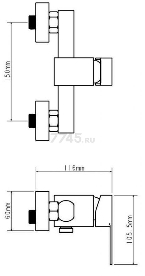 Смеситель для душа ECONOCE серия 210 черный (EC0215BL) - Фото 2