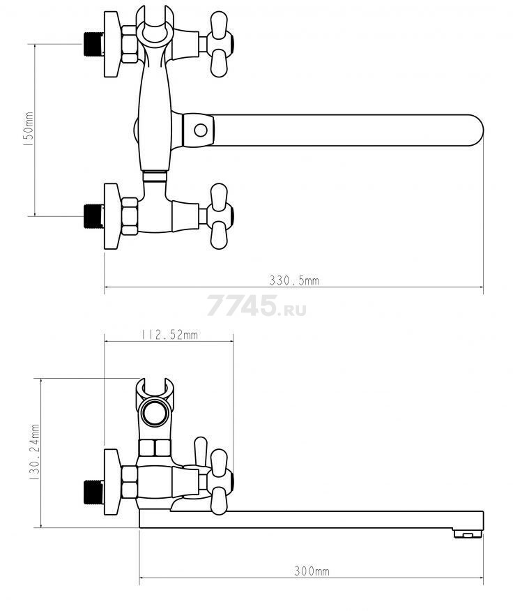 Смеситель для ванны ECONOCE серия 340 (EC0342)