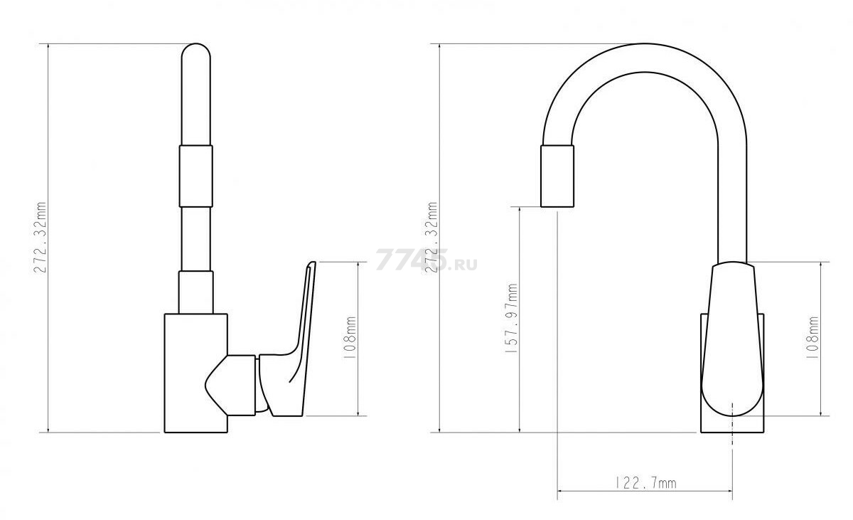 Смеситель для кухни ECONOCE серия 290 черный (EC0293) - Фото 2