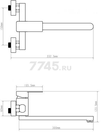 Смеситель для ванны ECONOCE серия 210 (EC0216) - Фото 2