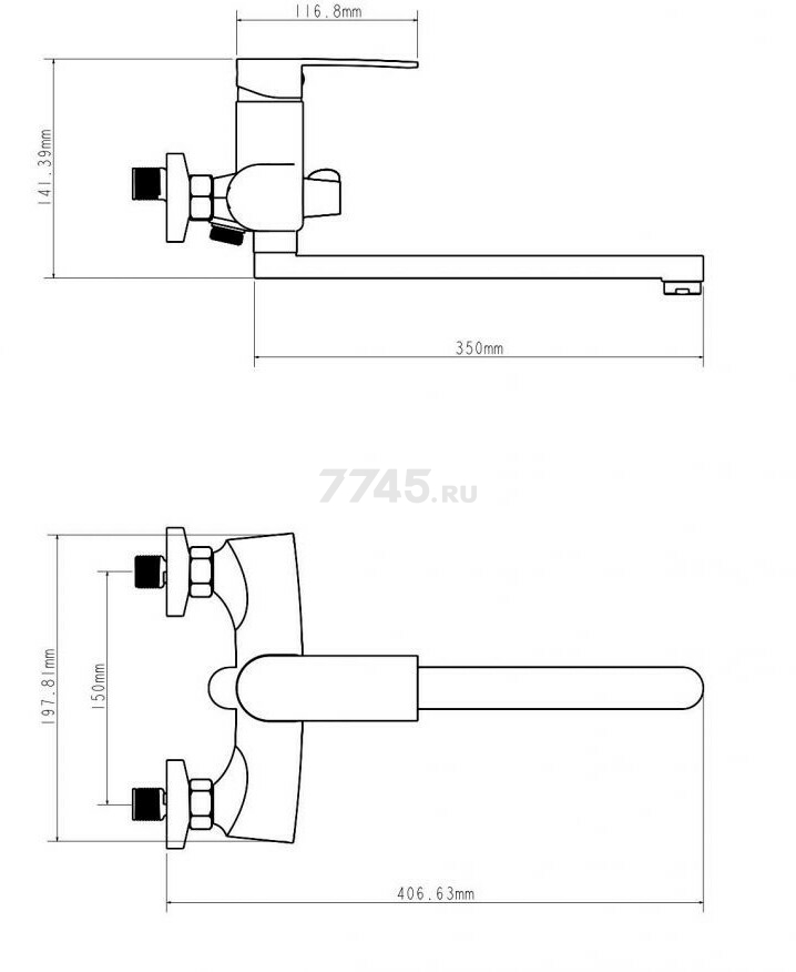 Смеситель для ванны ECONOCE серия 270 черный (EC0272BL) - Фото 2
