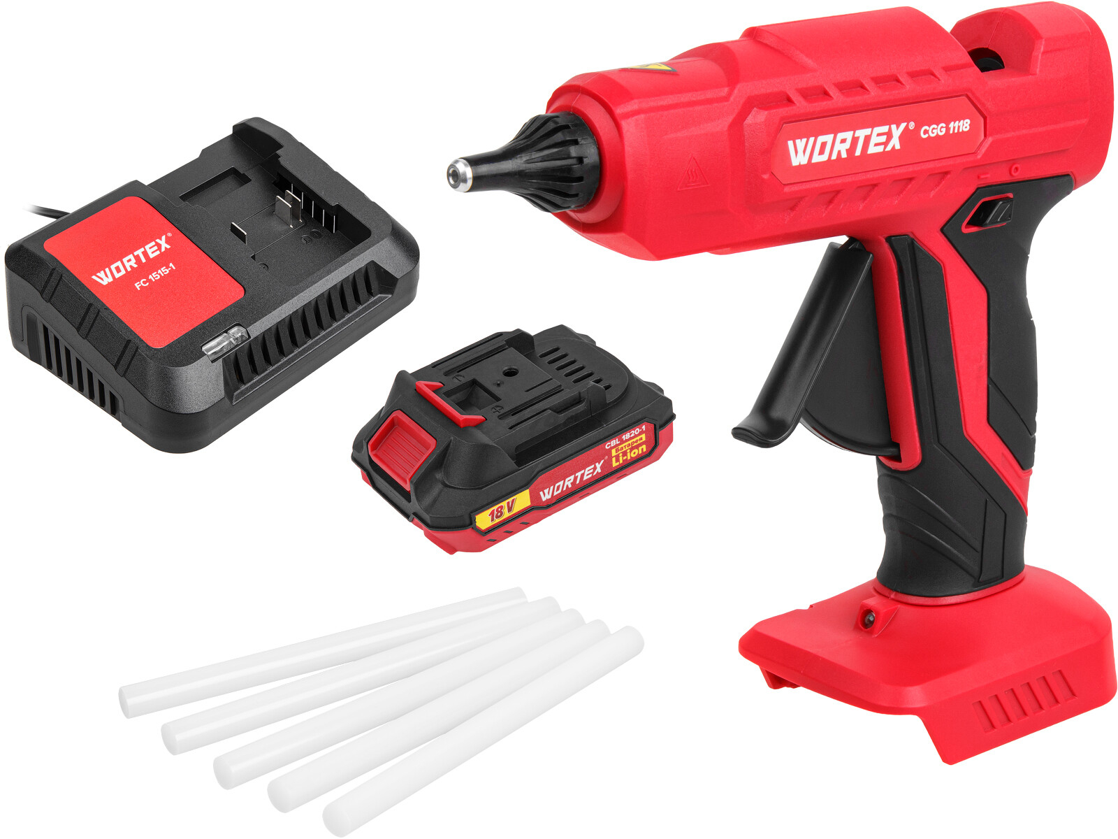 Пистолет клеевой аккумуляторный WORTEX CGG 1118 XLT SET (1334529) - Фото 4