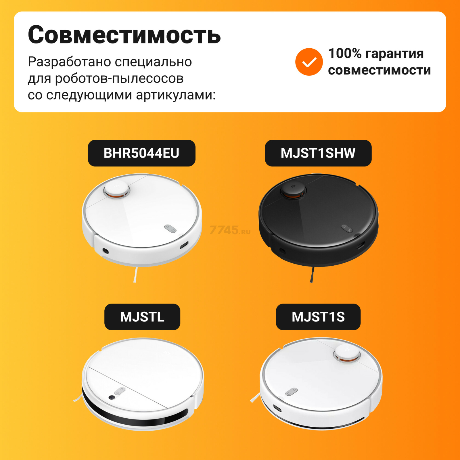 Набор расходных материалов (щетки, валик, салфетки, фильтры) для робота-пылесоса Xiaomi серии Vacuum Mop 2 Pro BRUNER (MPVC-3711) - Фото 2