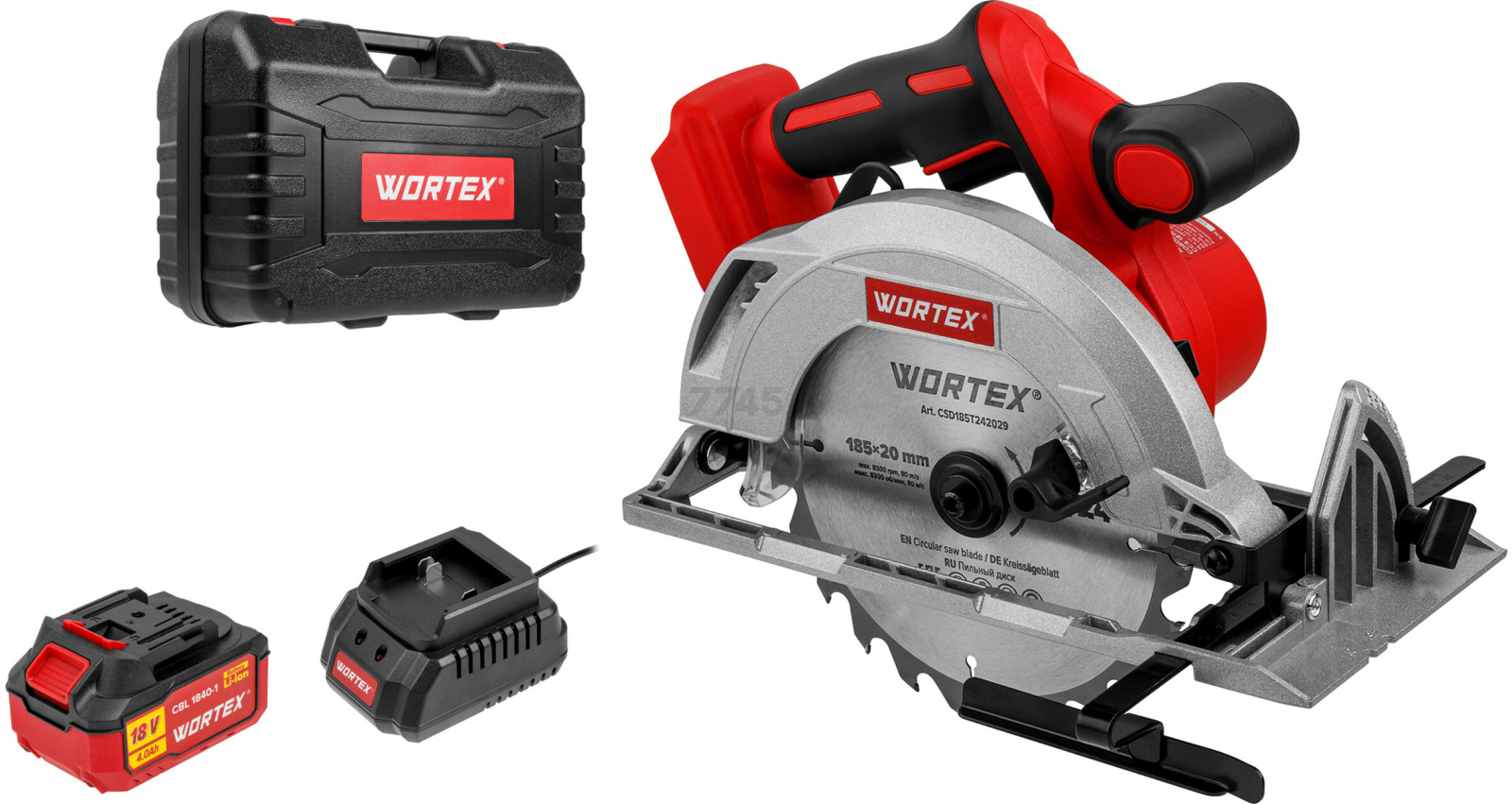 Пила циркулярная аккумуляторная WORTEX CCS 1819-1 XLT SET (1329533) - Фото 5