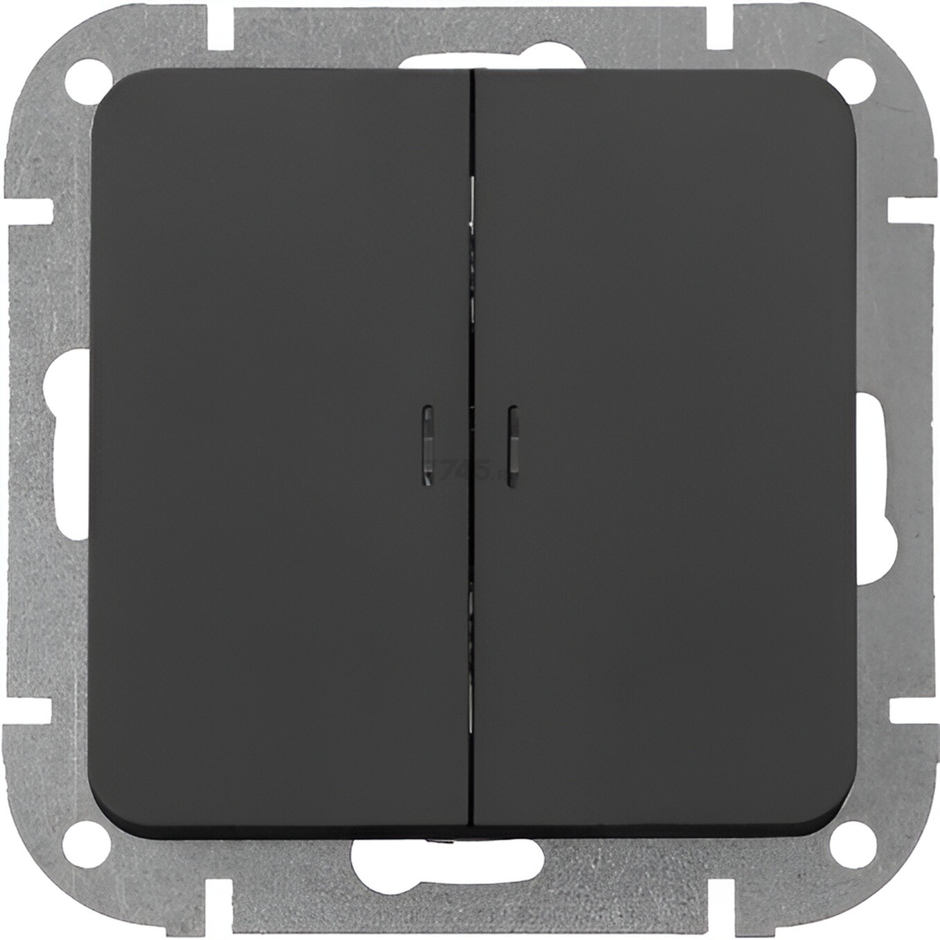 Выключатель двухклавишный cкрытый с подсветкой BYLECTRICA Astrum карбон (С5 10-3508карб)