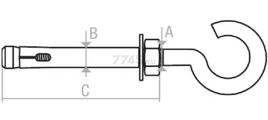 Анкер с крюком М8х10х50 мм STARFIX 60 штук (SM-97702-60) - Фото 3