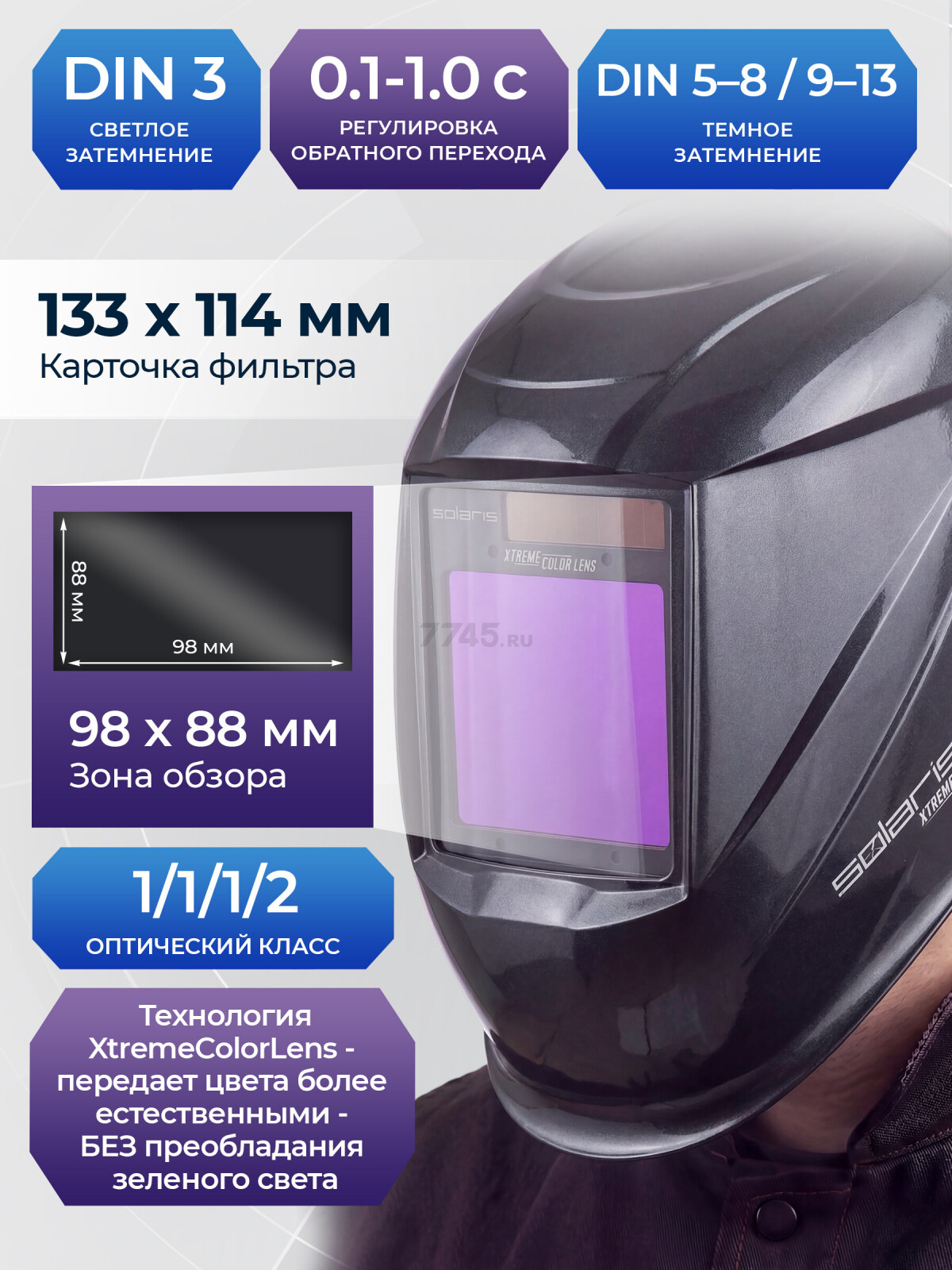 Маска сварочная хамелеон SOLARIS ASF820X (SL5717-2) - Фото 2