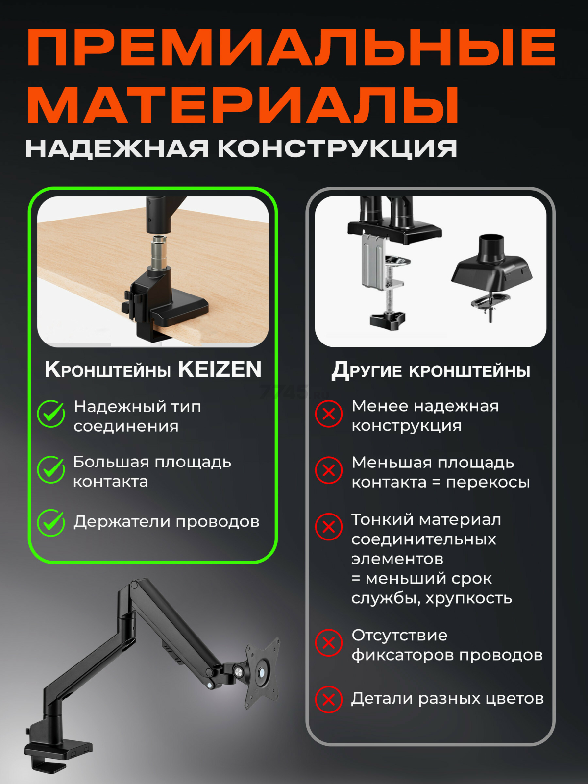 Кронштейн для монитора KEIZEN KZ-20396119 - Фото 7